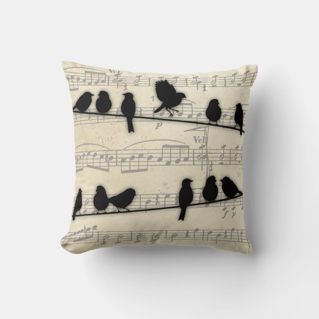 Birds on a wire 2 throw pillow (Front)