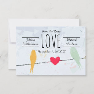 Birds on a Wire - 3x5 Save the Date Card