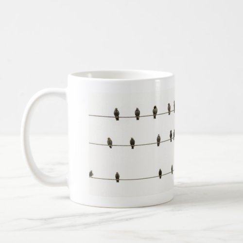 Birds On A Wire Black And White Photo Coffee Mug