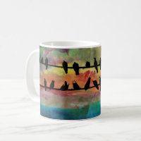 Beautiful Simple Modern Birds On A Wire Coffee Mug