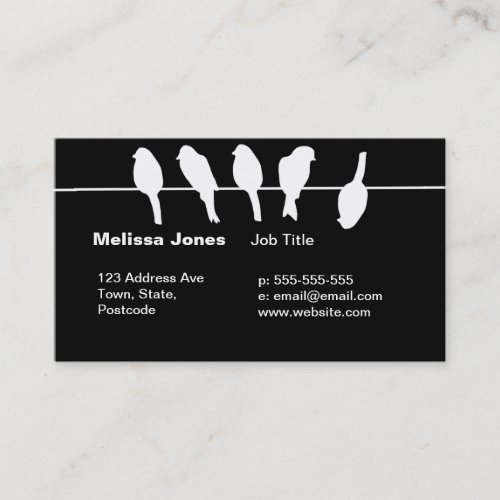 Birds on a wire â€“ dare to be different (black) business card templates