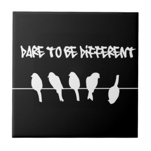 Birds on a wire – dare to be different (black) ceramic tile