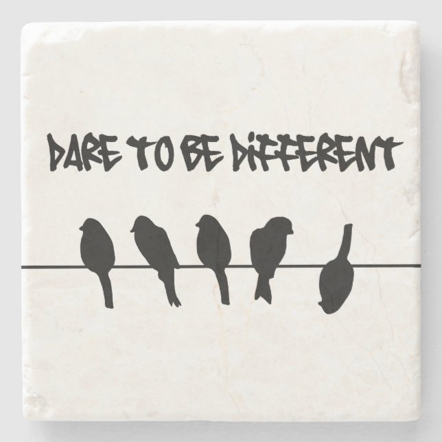 Birds on a wire – dare to be different stone coaster (Front)