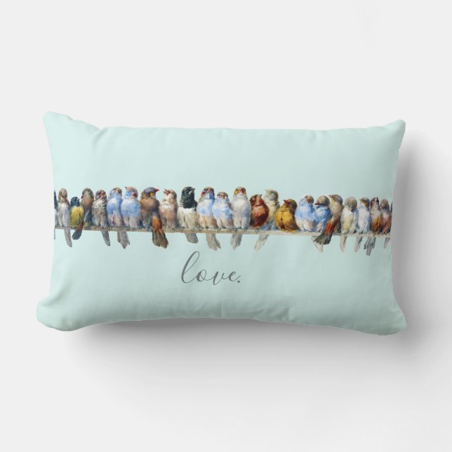 Birds on a Wire Family Lumbar Pillow (Front)