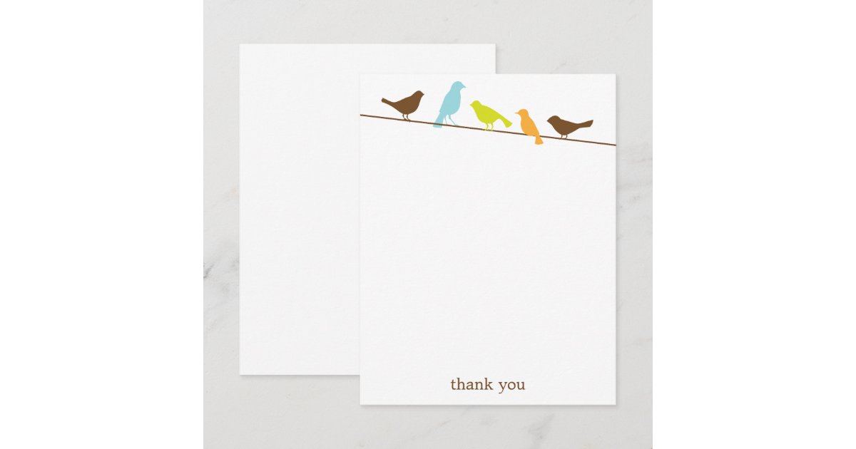 Birds on a Wire Flat Thank You Note Cards | Zazzle