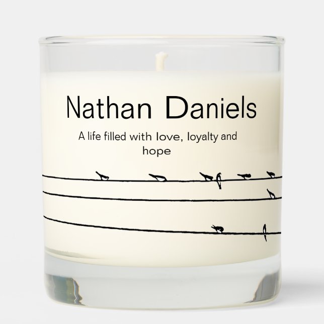 Birds on a Wire Funeral Scented Candle (Front)