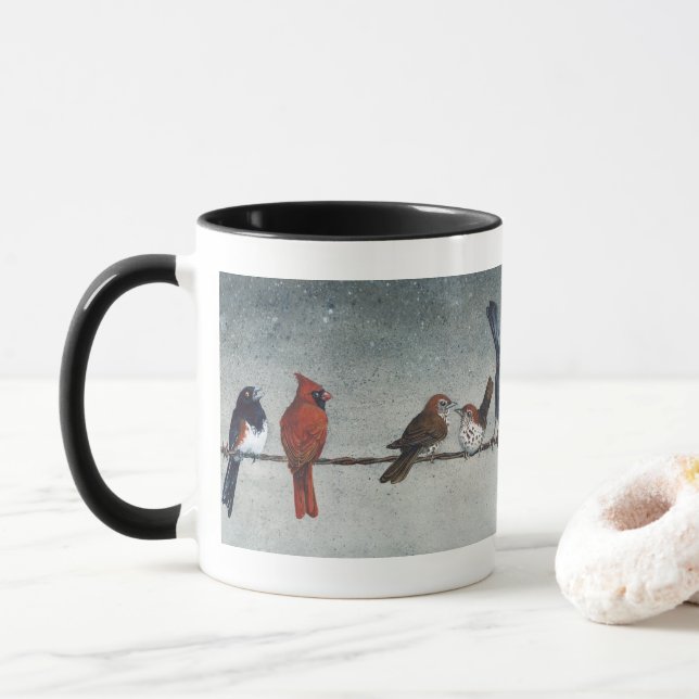 Birds on a Wire Mug (With Donut)