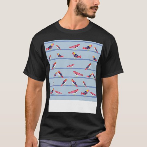 Birds on a wire pattern T_Shirt