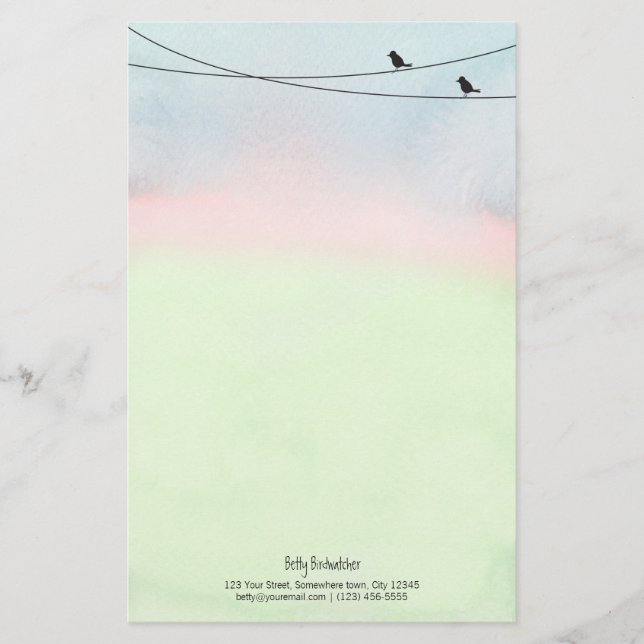 Birds on a Wire Personal Stationary (Front)
