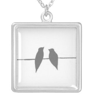 Birds on a Wire Silver Plated Necklace