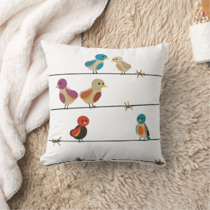 Birds on a Wire Throw Pillow