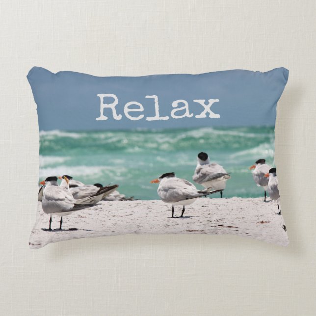 Birds on Beach Relax Accent Pillow (Front)