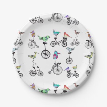 Birds On Bikes Paper Plate by Brouhaha_Bazaar at Zazzle