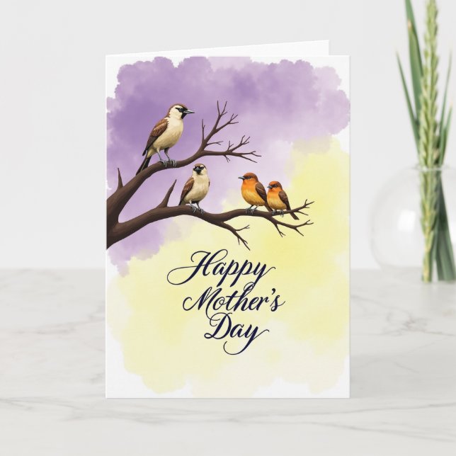 Birds On Branch Mothers Day Card (Front)
