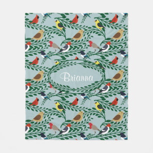 Birds On Branches Personalized Fleece Blanket