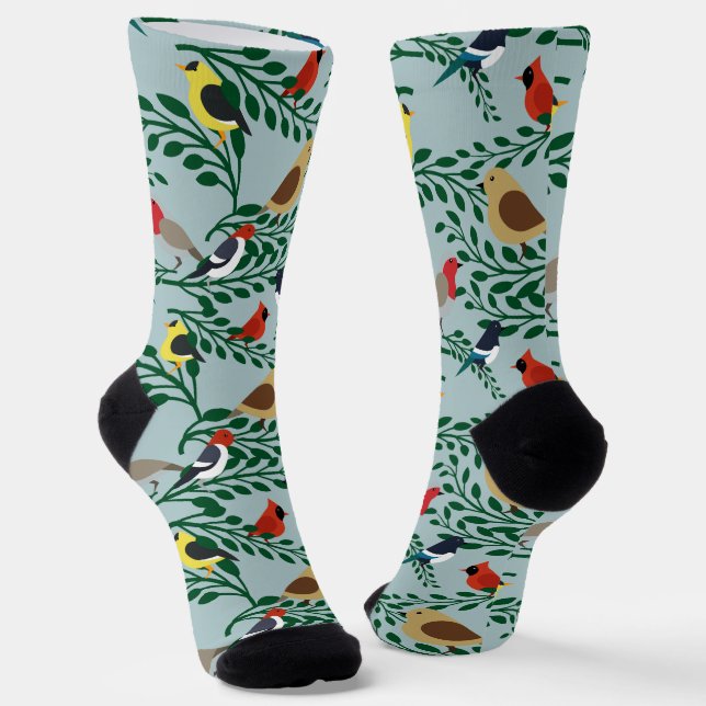 Birds On Branches Socks (Angled)