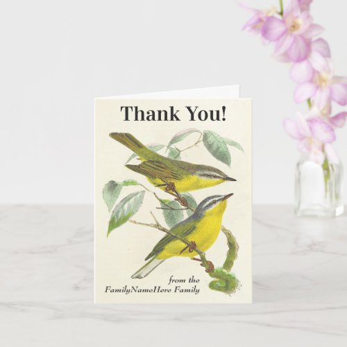 Birds on Branches Thank You Vintage Look Card