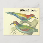 [ Thumbnail: Birds On Branches, Vintage Style, "Thank You!" Postcard ]