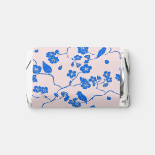 Birds on Cherry Blossoms Blue on Blush Hershey's Miniatures