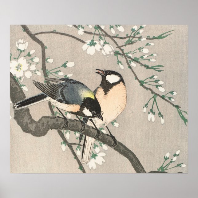Birds on Cherry Branch (1900–1910) by Ohara Koson Poster (Front)