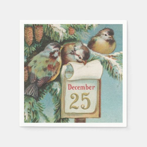 Birds on Decemeber 25th Paper Napkins