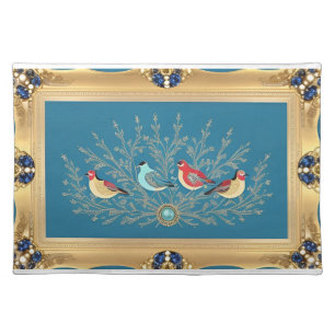 Birds on Elegant Floral Background Cloth Placemat