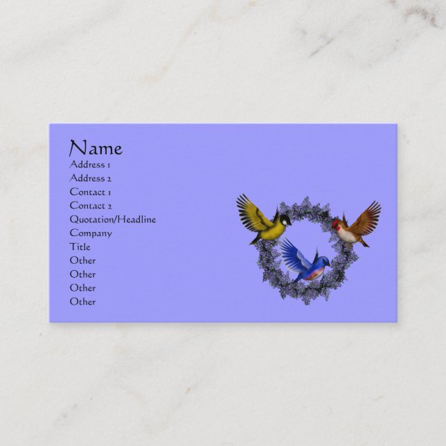 Birds On Flower Wreath Business Card (Front)