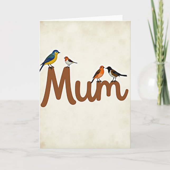 Birds On Mum Mothers Day Card (Front)