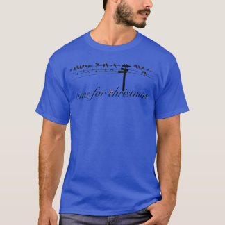 Birds on power line with Santa Christmas hats frie T-Shirt