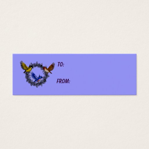 Customizable Birds On Purple Flower Wreath Photo Gift Tag Business Card Template