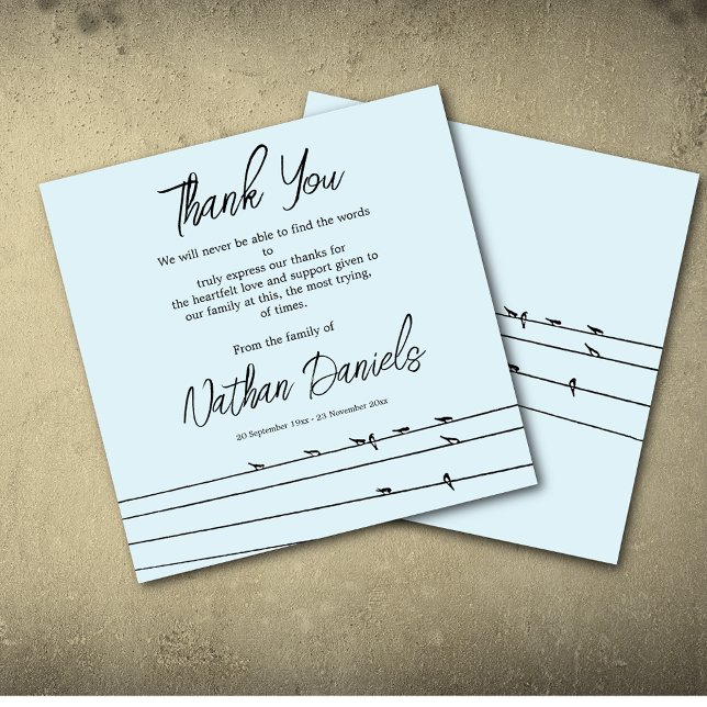 Birds on Wire Funeral Thank You Cards (Creator Uploaded)