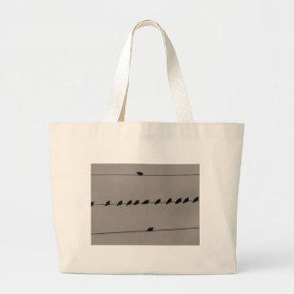 Birds on Wire Large Tote Bag