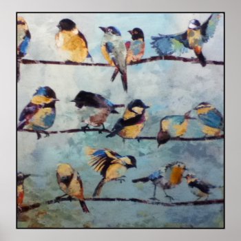 Birds On Wire Painting Print by Romanelli at Zazzle