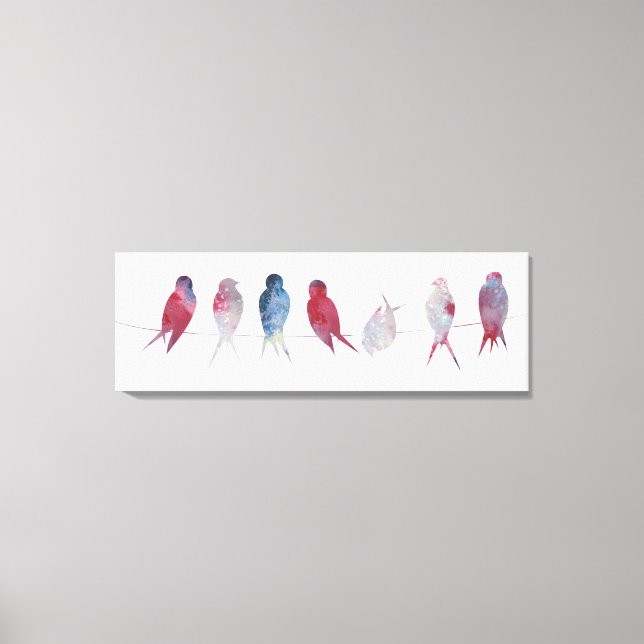 Birds on Wire wrapped canvas Print (Front)