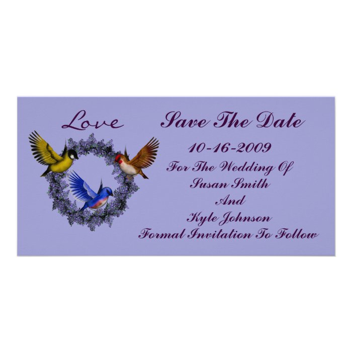 Birds On Wreath Wedding Save The Date Photo Cards