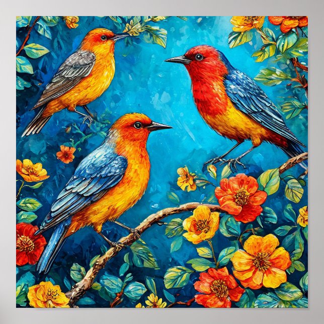 Birds ornament poster