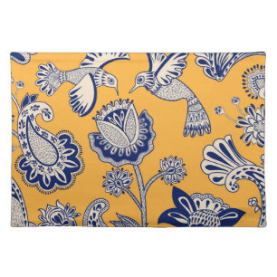 Birds Paisley Flowers Vintage Pattern Cloth Placemat