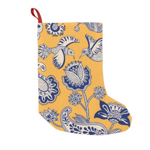 Birds Paisley Flowers Vintage Pattern Small Christmas Stocking