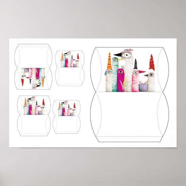 Birds Party Design Pillow Box Packaging Print (Front)