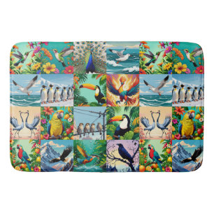 Birds Patchwork Pattern  Bath Mat