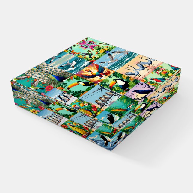 Birds Patchwork Pattern  Paperweight (Angled)