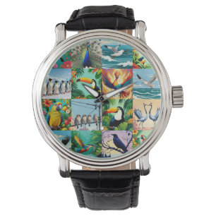 Birds Patchwork Pattern Watch
