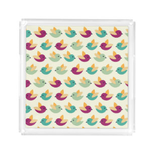 Birds pattern acrylic tray