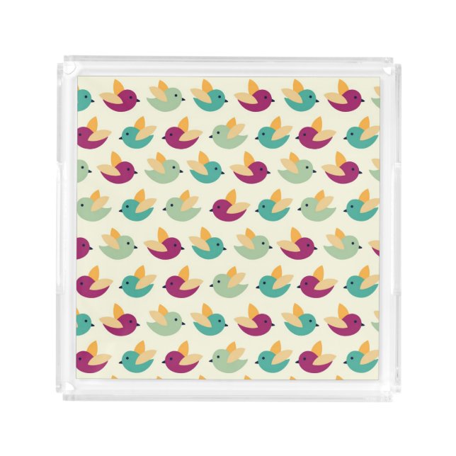 Birds pattern acrylic tray (Front)
