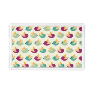 Birds pattern acrylic tray