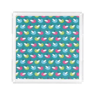 Birds pattern Blue Acrylic Tray