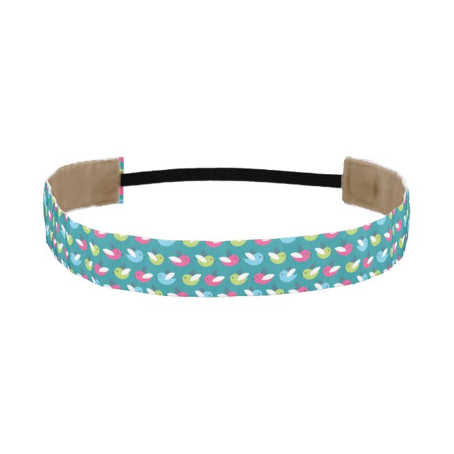 Birds pattern Blue Athletic Headband (Front)