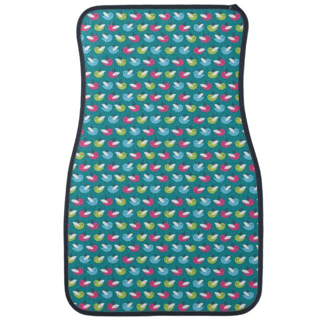 Birds pattern Blue Car Floor Mat (Front)