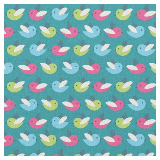 Birds pattern Blue Fabric