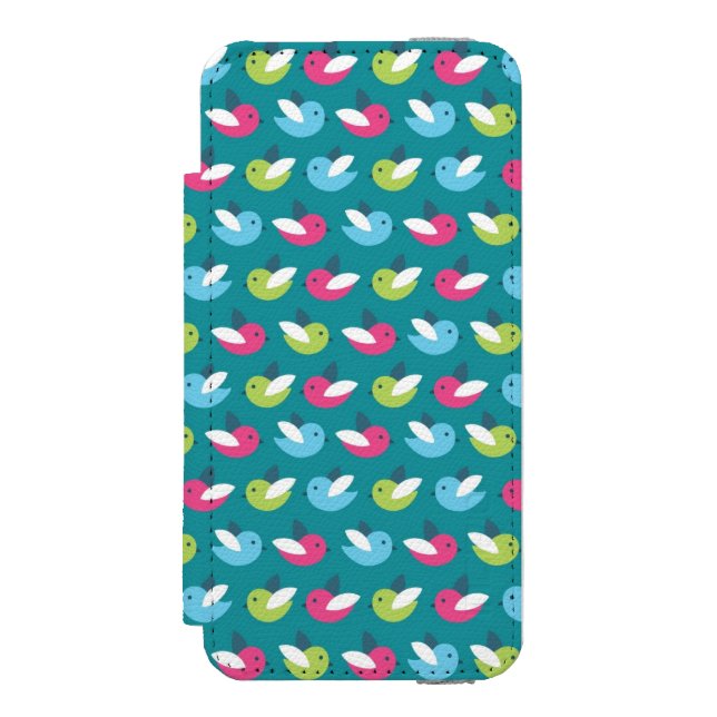 Birds pattern Blue Incipio iPhone Wallet Case (Folio Front)